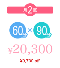 月2回60分×90分 ¥20,300 （¥9,700off）